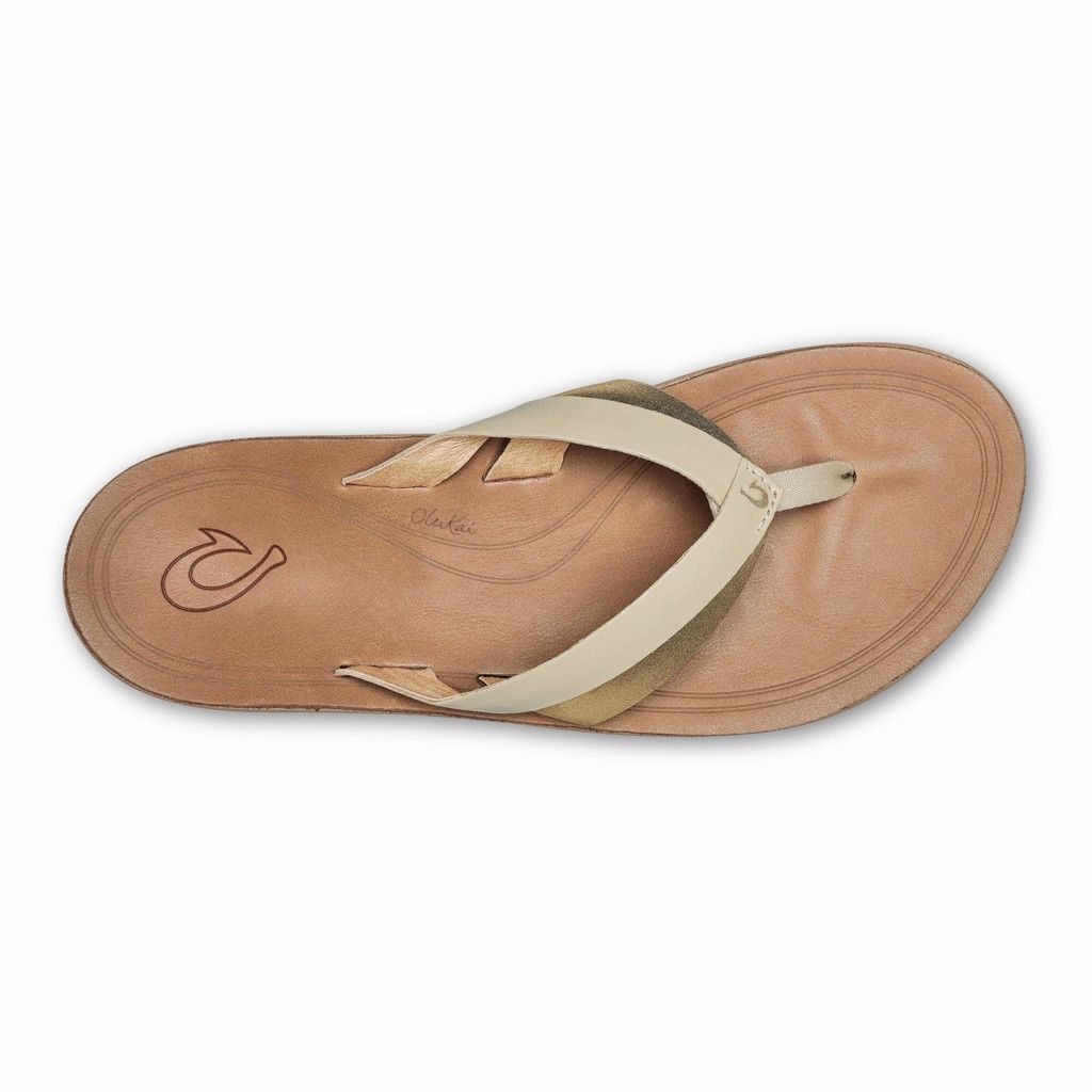 Olukai Women's Kaekae Flip Flop - Tapa / Gold US237-548